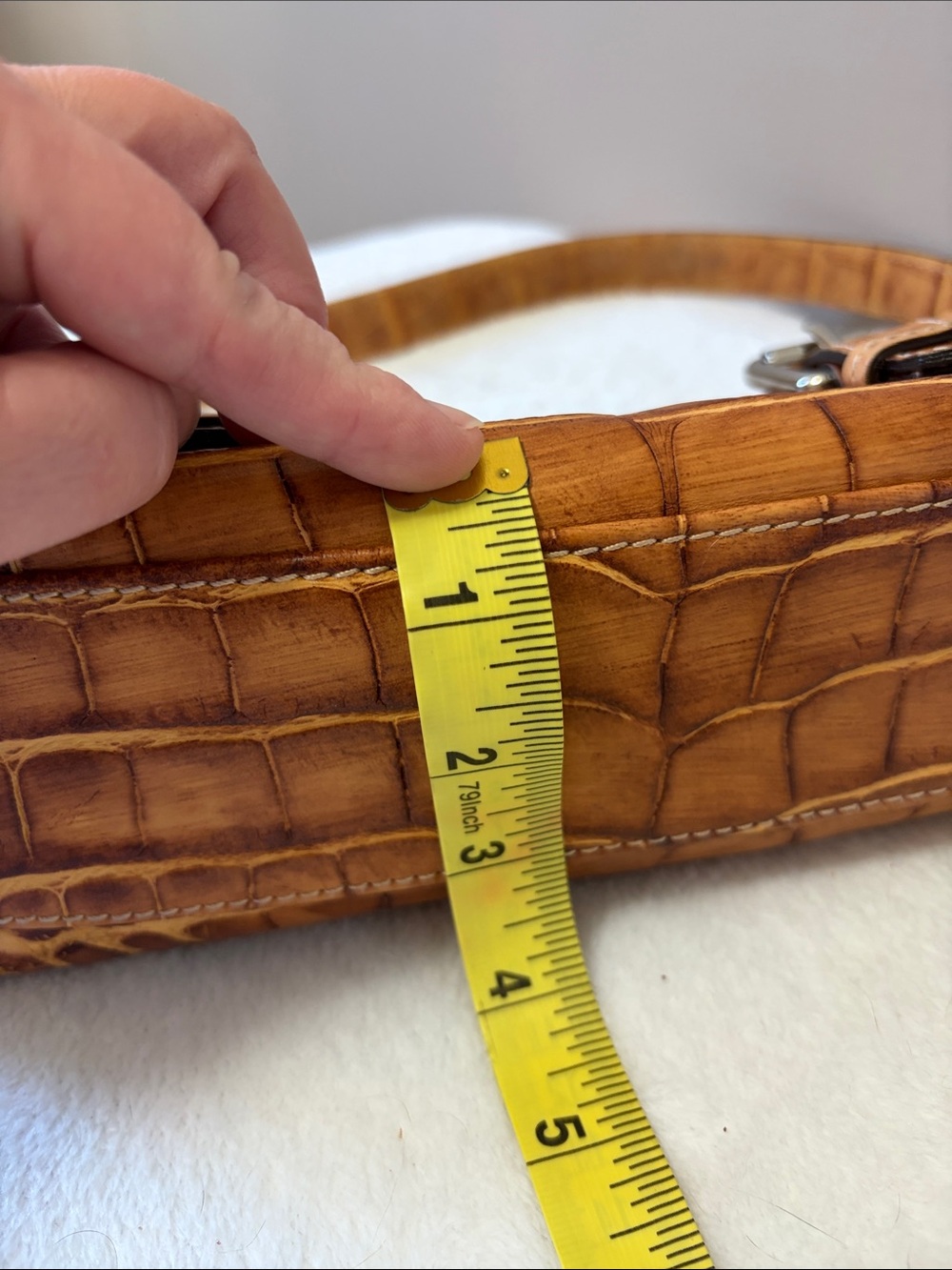 Dooney & Bourke Brown Croc-Embossed Leather Shoulder Bag - Picture 13 of 13
